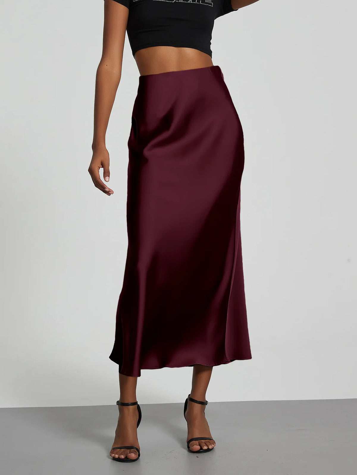 21 Colors New 2026 Women's Elegant High Waist Satin Long Skirts Female Summer Solid Color Faldas - Matrix-studios.com