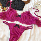 French Ice Silk Comfort Underwear Women Sexy Lace Ultra Thin Push Up Bra Set High Quality Brassiere Summer Breathable Lingerie - Matrix-studios.com