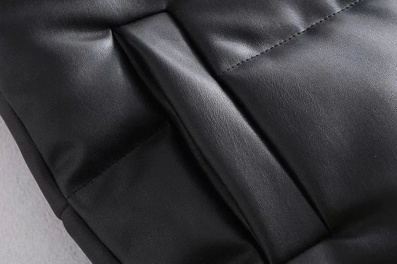 Autumn Winter PU Leather Coat Women Black Stand Collar Vests Women Fashion Zipper Elegant Short Vests Female Ladies - Matrix Studios