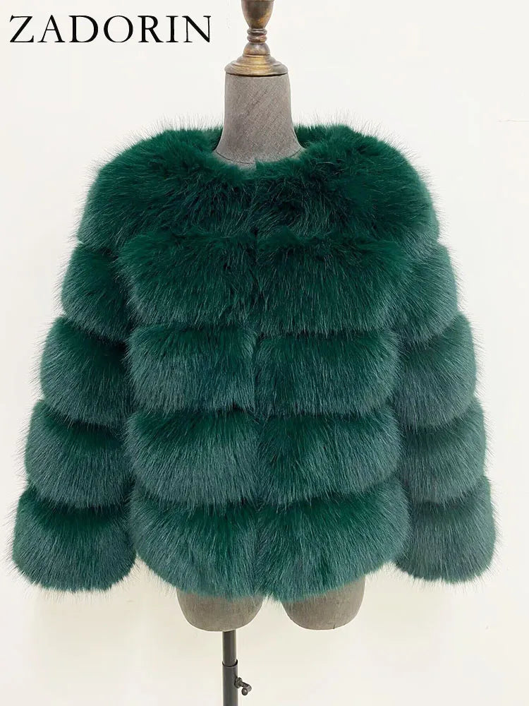 ZADORIN S-6XL Mink Coat Winter Black White Faux Fur Coat Woman Elegant Fluffy Faux Fur Jacket Top Short Fur Coats Woman Clothing - Matrix Studios