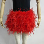 Real feather mini skirt, elastic waist sexy clothing, club, party dance party carnival short skirt can be customized in size - Matrix Studios