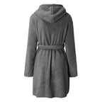 Autumn Winter Women Sexy Bath Robe Fluffy Plush Pyjamas Ladies Hooded Dressing Solid Color Gown Warm Bathrobe Female Loungewear - Matrix-studios.com
