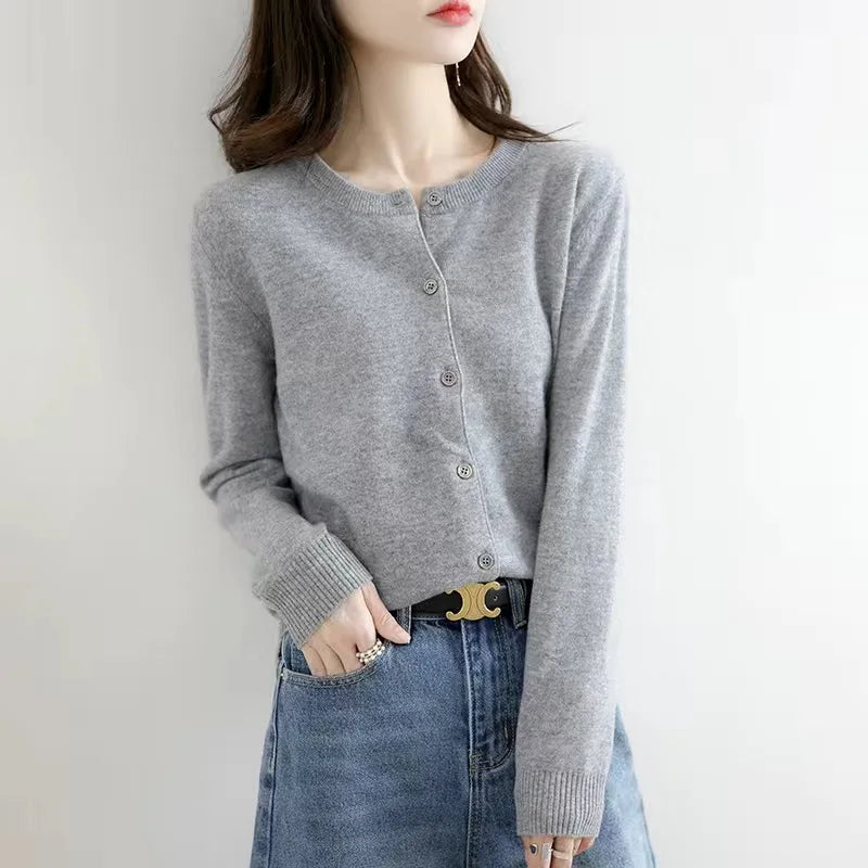 AOSSVIAO 2026 Women Cardigans Sweater O-neck Autumn Winter Knitted Cashmere Cardigans Solid Single Breasted Womens Sweaters - Matrix Studios