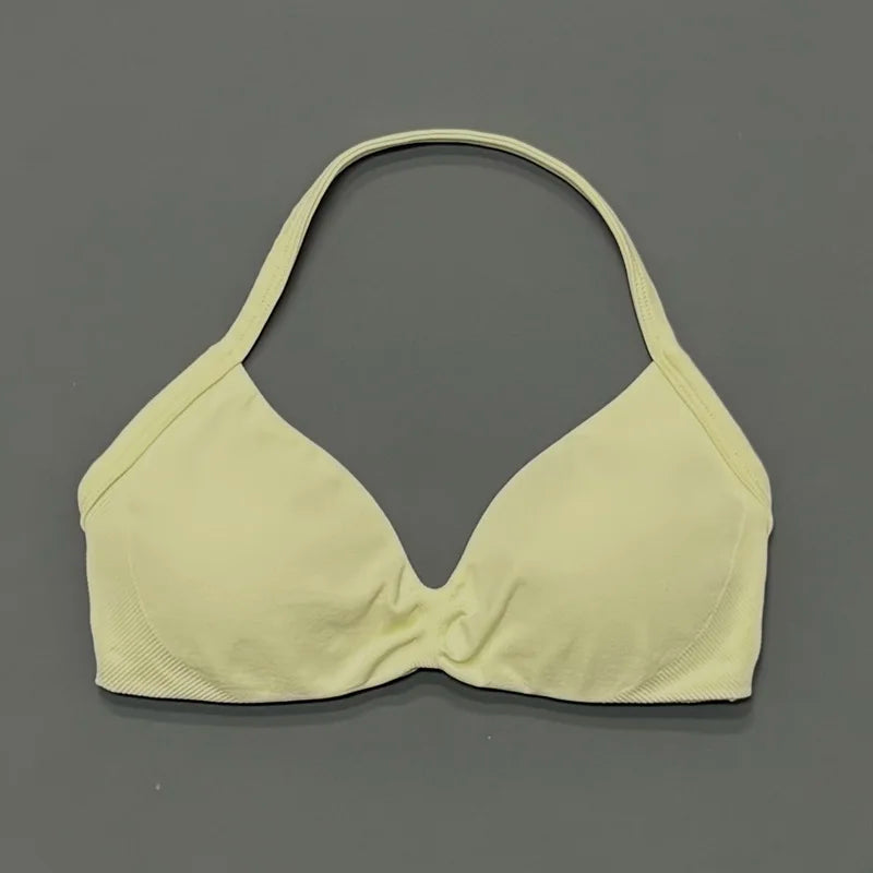 HISTELLO Strappy Bra Gym Top Women High Support Thin Strap Halter Sports Seamless Bras Scrunch Push-up Workout Yoga Tank Tops - Matrix Studios