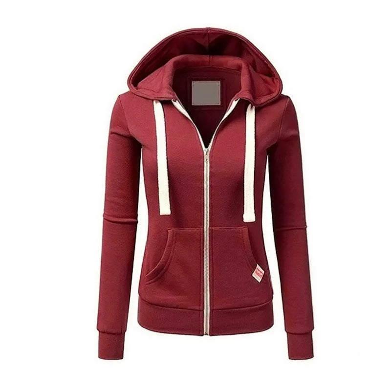 2024 Autumn/Winter New Women's Personalized Fashion Sports Hoodie Long Sleeve Drawstring Pocket Zipper Coat Woolen Sweater Top - Matrix Studios