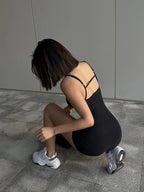 Solid Backless Tank Bodysuit Sexy Hot Camisole Top Jumpsuit Women's Bodycon Summer Black Sleeveless Slim Rompers Y2k Clothing - Matrix-studios.com