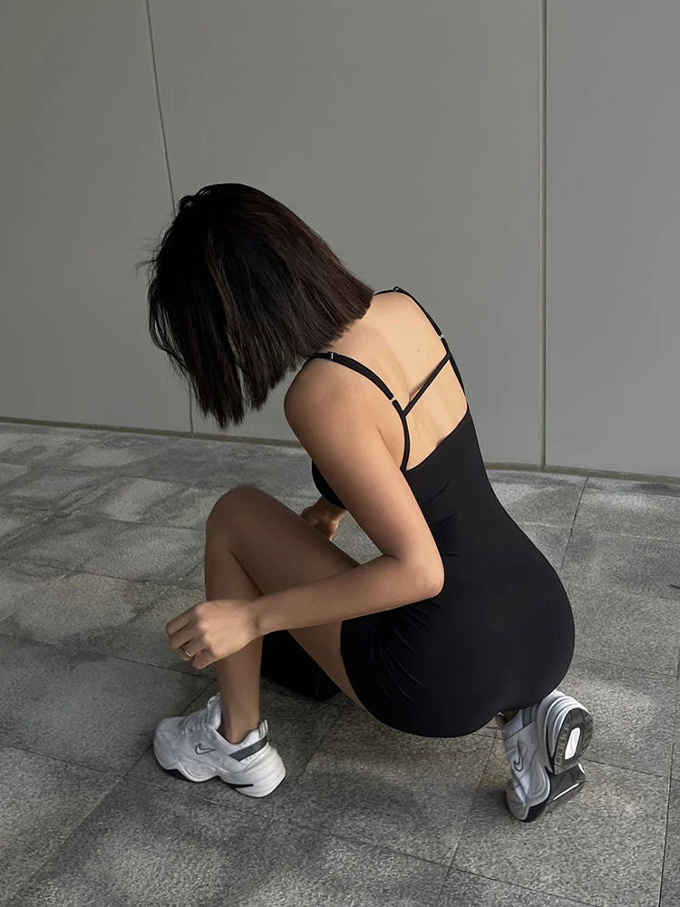 Solid Backless Tank Bodysuit Sexy Hot Camisole Top Jumpsuit Women's Bodycon Summer Black Sleeveless Slim Rompers Y2k Clothing - Matrix-studios.com