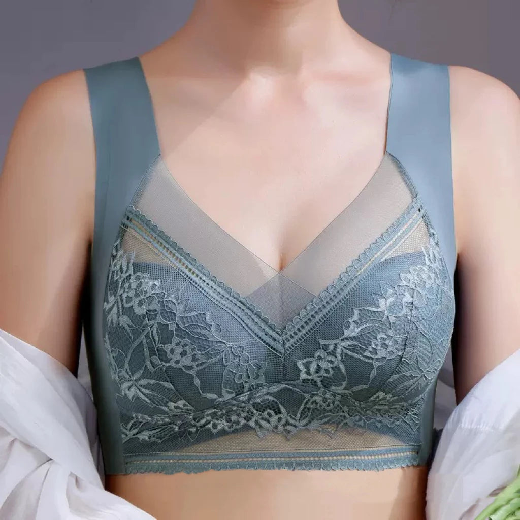 1pcs Women Lace Plus Size Bra Basic Anti Sagging Thin Vest With Padded Female Brassier Lady Ice Silk Seamless Comfort Breath Bra - Matrix Studios