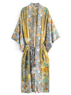 Bohemian Printed Bikini Cover-ups Green Tunic Long Kimono Cardigan Plus Size 2023 Women Beach Wear Swim Suit Cover Up A155 - Matrix Studios