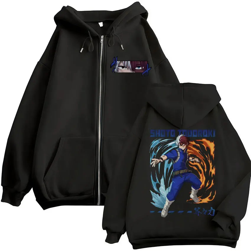 Japan Anime My Hero Academia Zip Up Hoodies Harajuku Fashion Manga Vintage Sweatshirt Men Women Fleece Oversized Tracksuit Coats - Matrix Studios