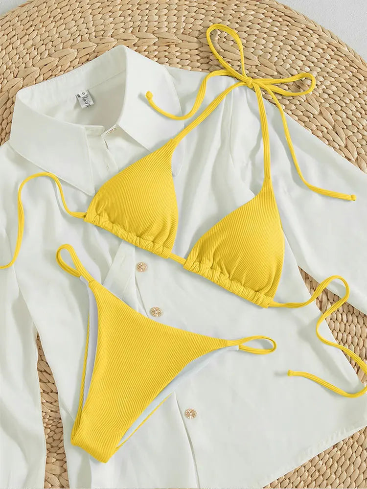 2026 New Bikini Set Pad Beach Triangle Swimwear Women XS-XL Maio Biquinis Swimsuit Tankini Femme Badpak Dames Mujer купаль - Matrix-studios.com