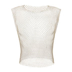 Men Sexy Tank Tops Fishnet Rhinestone Shiny Hollow Vest Man Mesh See-Through Sleeveless T-Shirt Transparent Clothing - Matrix Studios