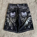American New Retro Letter Embroidery Tooling Denim Shorts Trend Gothic Y2K Harajuku Hip-hop Loose Sports Shorts Street clothes