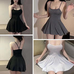 Sexy Women Pleated Micro MINI Dress Bandage Smooth Uniform Slip Mini Dress Night Club Outfits Allure Ruffled Dress Backless - Matrix-studios.com