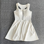 Tennis Skirt Casual Half Zipper Sports Fitness Dress Anti-Running High Waist Slim Golf Yoga Dress - Matrix-studios.com