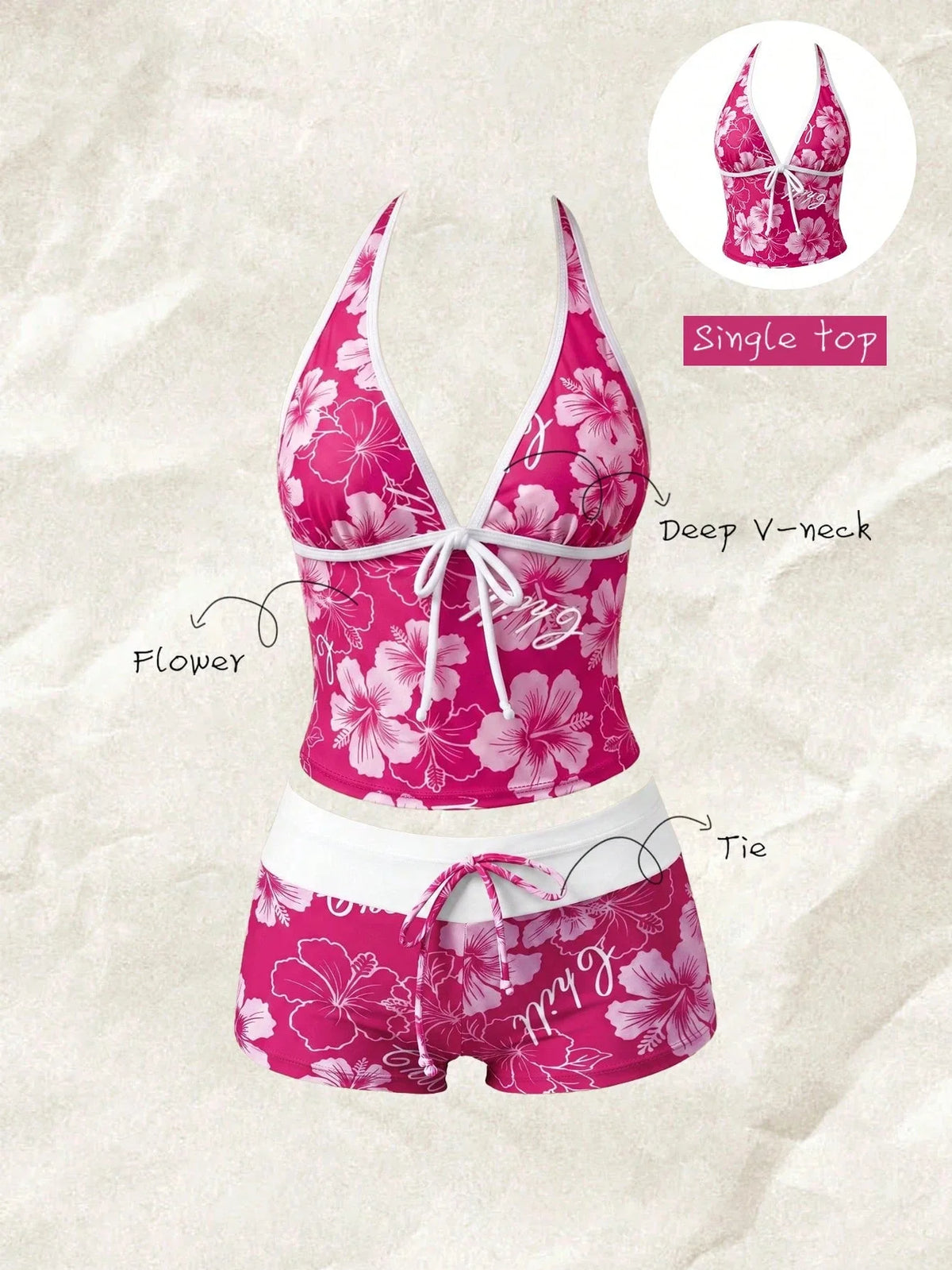 Kawaii Pink Dot Bikini Shorts Bowknot Halter Backless Swimsuit Deep V Swimwear Women's Bikinis and Tankinis Vacation Outfit Sets - Matrix-studios.com