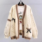 Japanese Bow Sweater Jacket For Women's Autumn And Winter 2025 New Loose And Lazy Style Design Anti-aging Knitted Cardigan - Matrix Studios