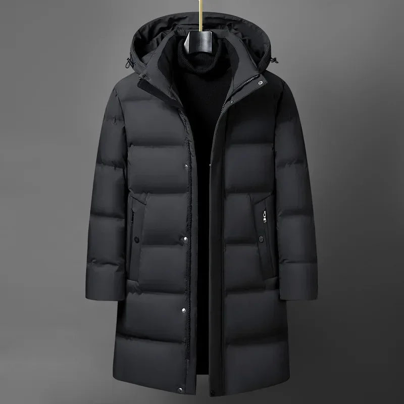 Canada Fashion Winter Jacket for Men Down Coat Parka Men's White Goose Down Jacket Collar Hooded Warm Thick Long Padding M-4XL - Matrix Studios