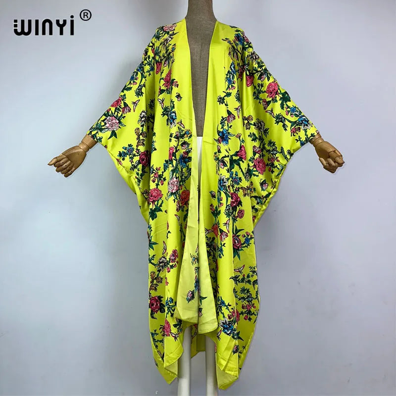 WINYI Kimono Africa Summer Boho Print Beach Outfits for Women Cover-Up Long Coat Elegant Coat Beach Outfits for Women Maxi Dress - Matrix Studios