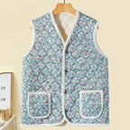 2025 New Winter Floral Kimchi Vest Quilted Vest Women's Ethnic Style Printing Thermal Vest - Matrix Studios