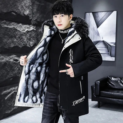 Winter Men's Long Down Jacket Fashion Male Thermal Parkas Coats Casual Men Classic Fur Collar Warm Padded Jackets Clothing 5XL - Matrix Studios