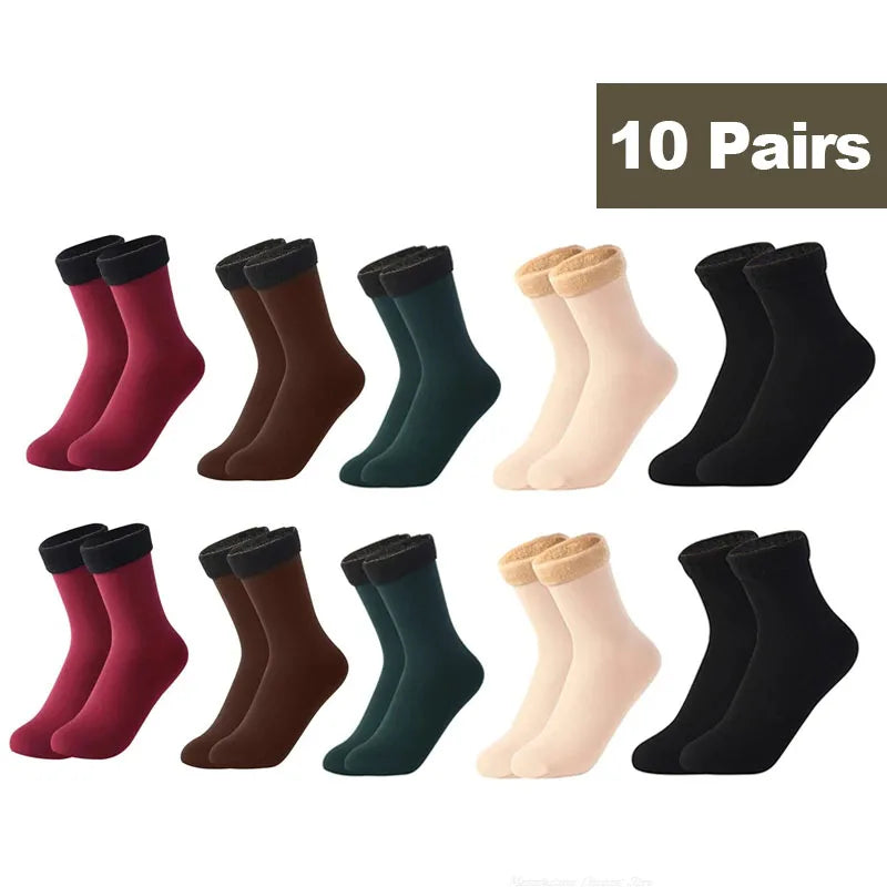 1/2/3/5/10Pairs Thermal Socks Women Winter Warm Thicken Fleece Short Socks Cashmere Wool Socks Snow Velvet Boots Home Floor Wear - Matrix Studios