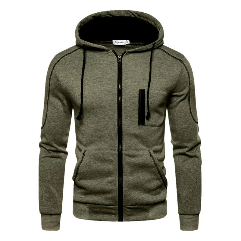 Men's Long Sleeve Zip Up Hoodie Casual Athletic Sweatshirt Hooded Jacket with Pockets Spring Fall Warm Fleece Lined Coat Outwear - Matrix Studios