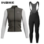 INBIKE Warm Thermal Cycling Jersey Set for Women Comfortable Fleece Road Bike Bib Pants Windproof Road MTB Clothing with Pockets - Matrix-studios.com