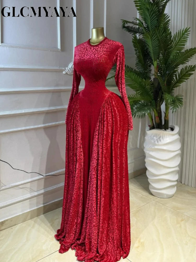 CM.YAYA Women O-neck Long Sleeve Pleated Inner A-line Maxi Dress 2026 Evening Sexy Party Birthday Vacation Long Dresses Vestidos - Matrix-studios.com