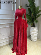 CM.YAYA Women O-neck Long Sleeve Pleated Inner A-line Maxi Dress 2026 Evening Sexy Party Birthday Vacation Long Dresses Vestidos - Matrix-studios.com