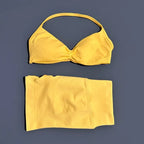HISTELLO Gym Set 2 Piece Women Strappy Yoga Bra Top Workout Scrunch Shorts Sports Suit Fitness Clothes Seamless Yoga Set - Matrix-studios.com