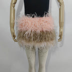 Real feather mini skirt, elastic waist sexy clothing, club, party dance party carnival short skirt can be customized in size - Matrix Studios