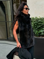 Chic Turtleneck Fur Vest Women All-matching Solid Sleeveless Fluffy Cozy Vests Female 2025 Autumn Winter Lady Layering New - Matrix Studios