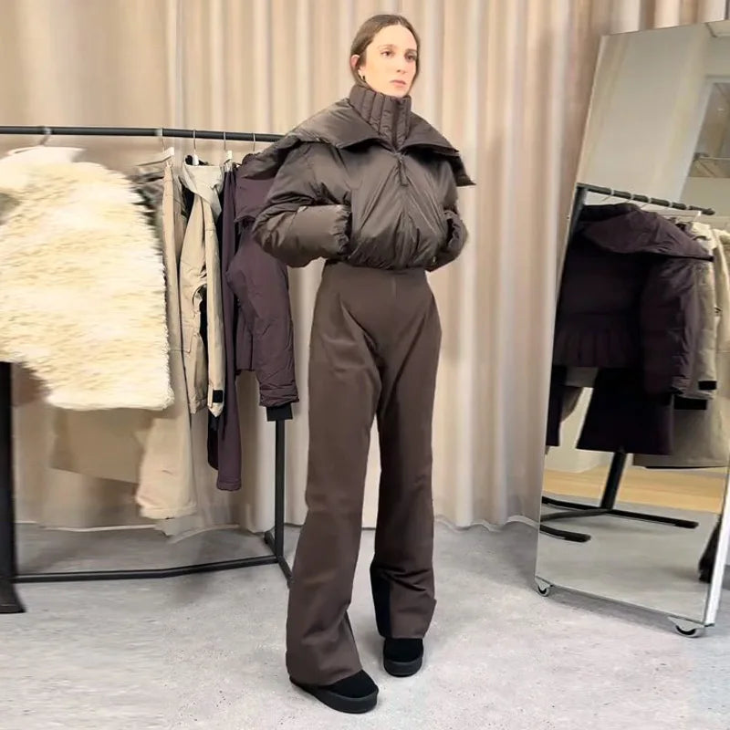 Cotton Ski Women's Winter Jumpsuit Sets Zipper Loose Jacket Straight Pants Suits Skiwear Snow Commute Street Outdoors Romper - Matrix Studios