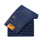 Plus Size 42 44 46 Spring Autumn Men's Fashion Casual Jeans Black Blue Classic Business Straight Elasticity Brand Denim Trousers - Matrix Studios