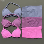 HISTELLO Gym Set 2 Piece Women Strappy Yoga Bra Top Workout Scrunch Shorts Sports Suit Fitness Clothes Seamless Yoga Set - Matrix-studios.com