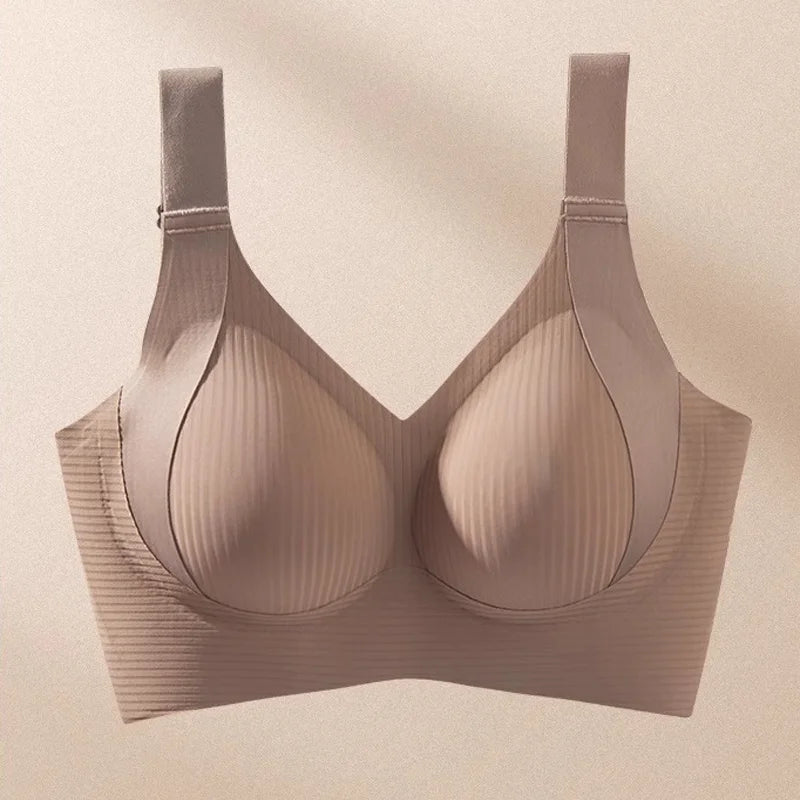 Soft-supported Seamless Bra For Women Push Up Lingerie Gather Side Breast Wireless Beautiful Back Underwear - Matrix Studios