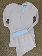 Eyelet Buttons White Long Sleeve T-shirt Shorts Set Woman Slim Tees+Elastic Straight Sweatshort Cotton Home Pajama 2 Piece Sets - Matrix-studios.com