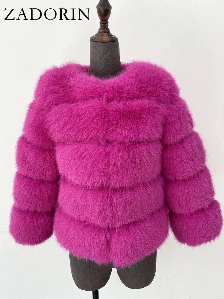 ZADORIN S-6XL Mink Coat Winter Black White Faux Fur Coat Woman Elegant Fluffy Faux Fur Jacket Top Short Fur Coats Woman Clothing - Matrix Studios