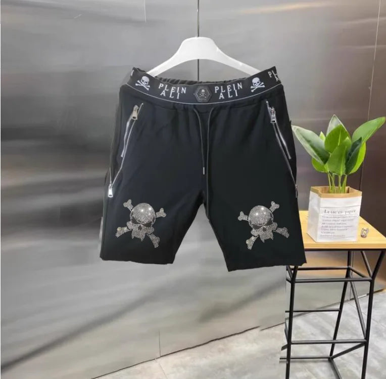 2025 Designer  Rhinestone  short Summer Luxurious Plein ali Hip Hop Male Brand Casual short pant