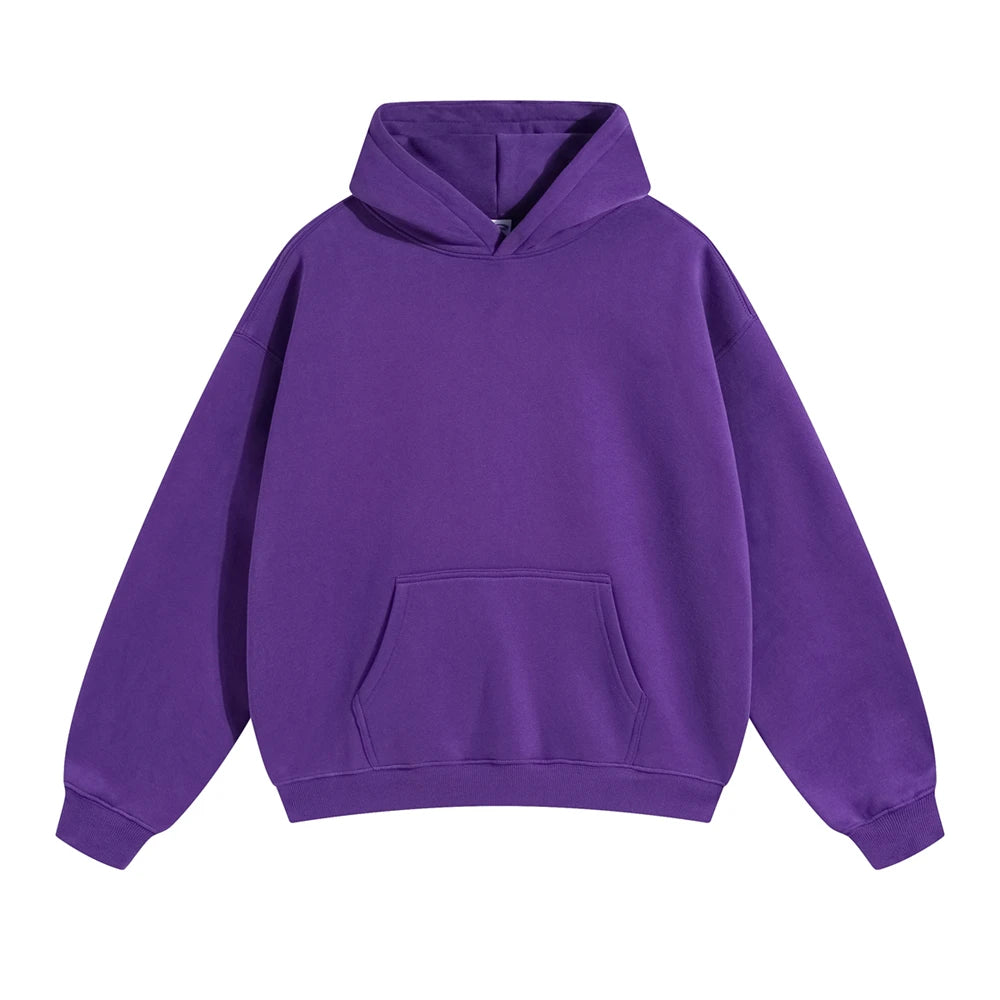 ZODF New Thick 350gsm Fleece Hooded Hoodies For Men Unisex Winter Oversized Loose Basic Solid Sweatshirts Pullovers Coats HY0631 - Matrix Studios