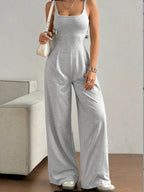 Women's Casual Halter Jumpsuit Spring and Summer Daily Solid Slim-Fit Backless Sleeveless Jumpsuit Lady's Floor-Length Trousers - Matrix Studios