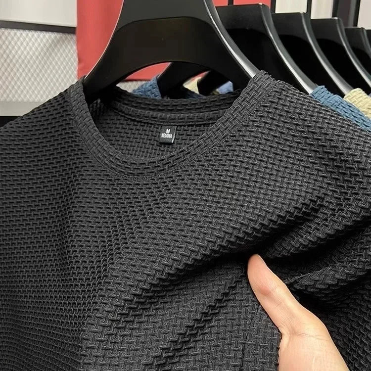 Summer Mesh Ice Silk T-shirt Men's Short Sleeve Round Neck 2026 New Half Sleeve Men Thin Solid Color Tees Top - Matrix Studios