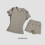 Sports Sets Fitness Hip-lifting Tight Top Short Sleeve Running Workout Gym Shorts Tracksuits For Women Breathable Sports Suits - Matrix-studios.com