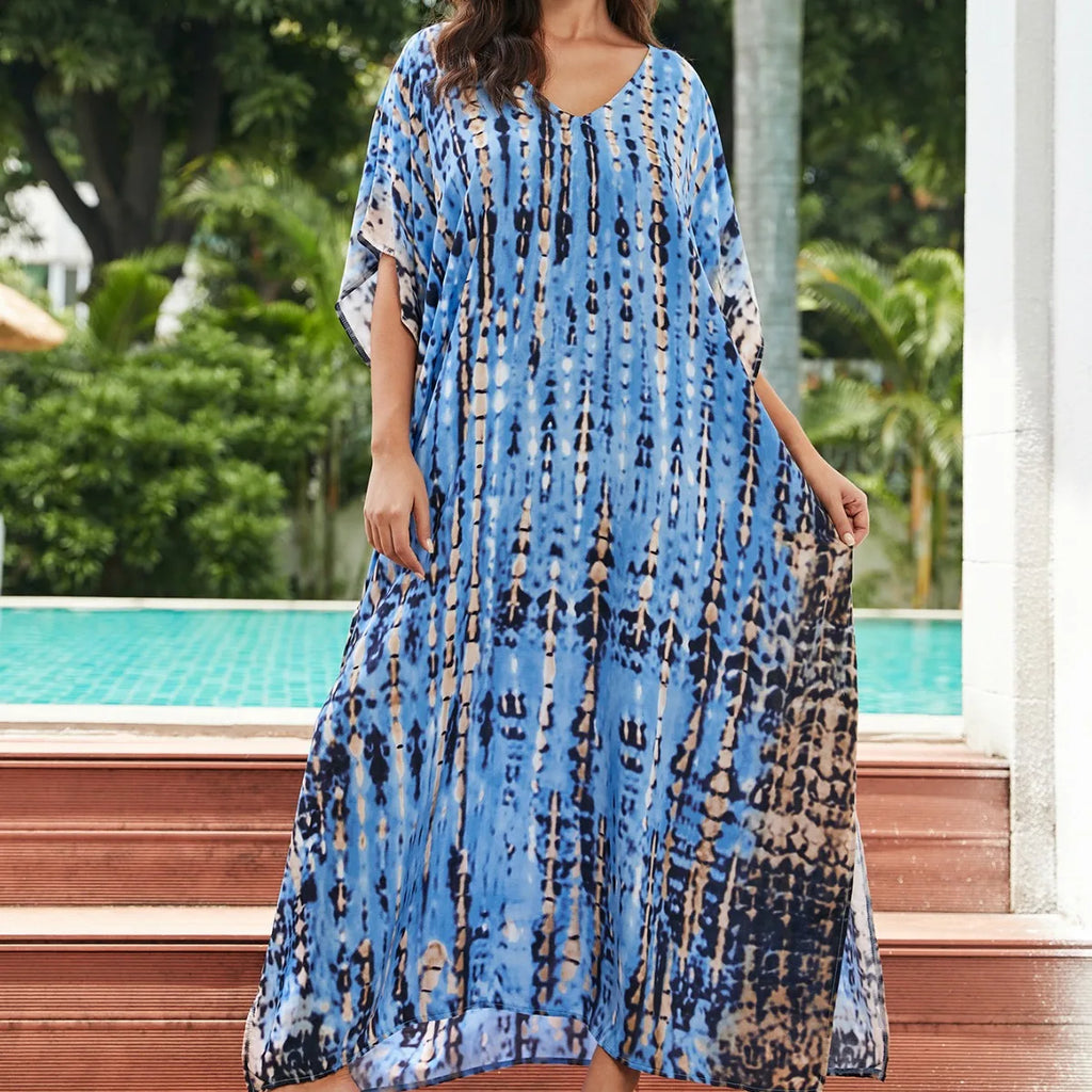 Women's Beach Kaftan Dresses Half Sleeve Caftan Swimsuit Plus Size Bathing Suit Cover Ups - Matrix Studios