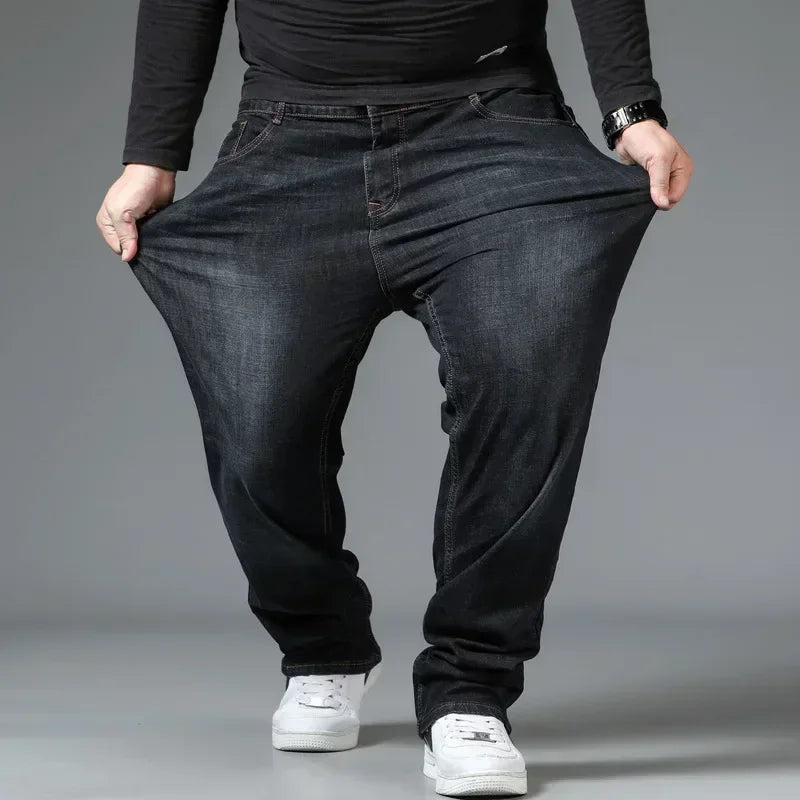 Mens Large Size Black Jeans 10XL Oversize High Waist Loose Trousers Husband Plus Size Loose Denim Trousers Blue Male Denim Pants - Matrix Studios