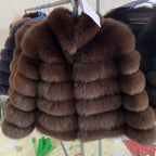 QUEENTINA Winter New Women's Cold Real Fox Fur Coat With Collar Especially Overcoat Leather Female Natural Plus Size 2023 Luxury - Matrix Studios