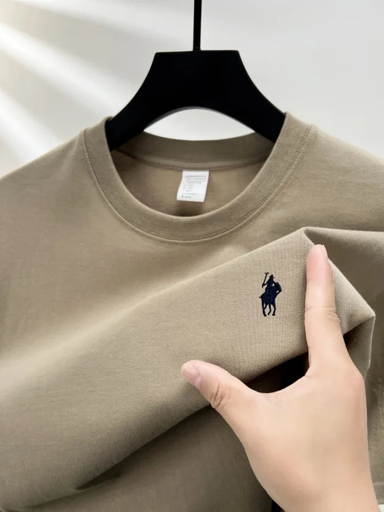 100% pure cotton short sleeve round neck men's T-shirt hot selling luxury brand summer exquisite pony embroidery breathable top - Matrix Studios