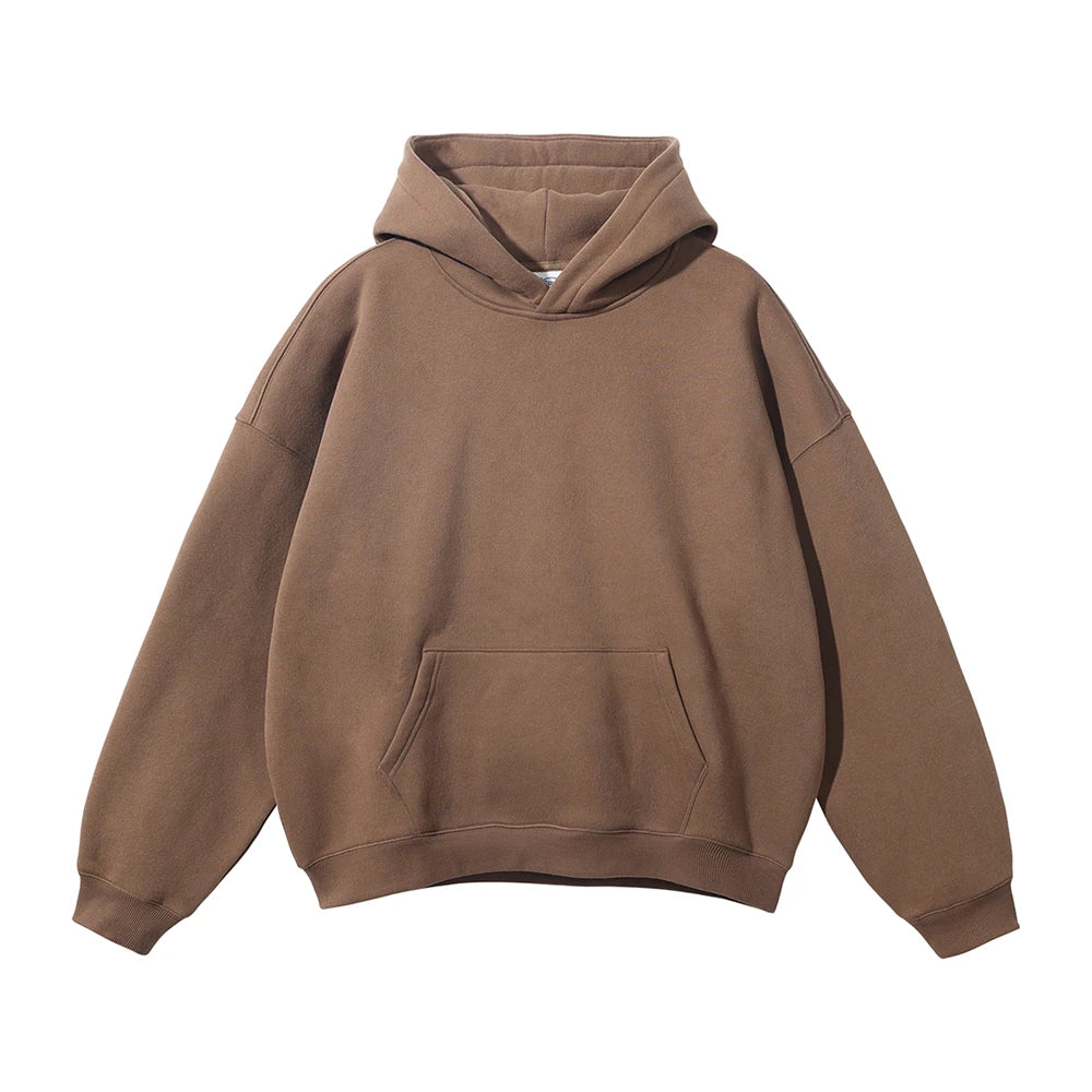 ZODF New Thick 350gsm Fleece Hooded Hoodies For Men Unisex Winter Oversized Loose Basic Solid Sweatshirts Pullovers Coats HY0631 - Matrix Studios