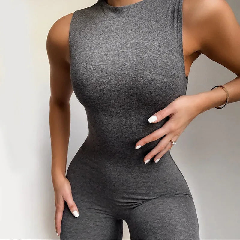 Pencil Jumpsuit Women New Full Seasons Casual Fitness Sporty Playsuit Sleeveless Slim Activewear All In One Jumpsuit Clothing - Matrix Studios